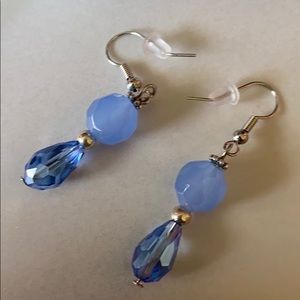 Two tone blue crystal earrings